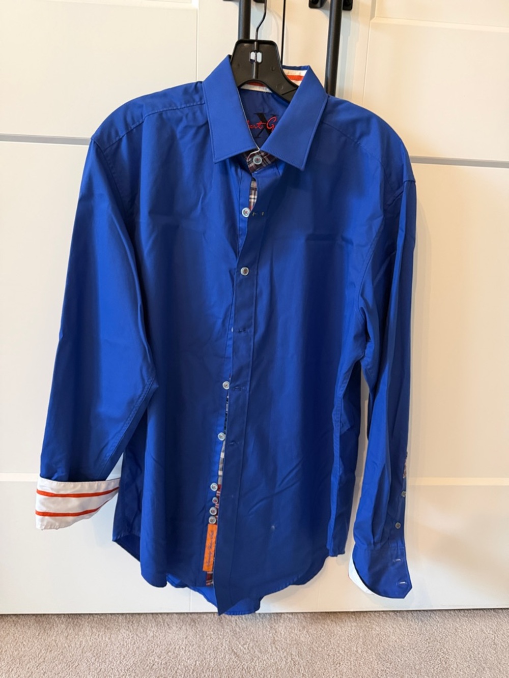 Robert Graham Men's Cobalt Blue Button-Down Shirt with Contrast Trim